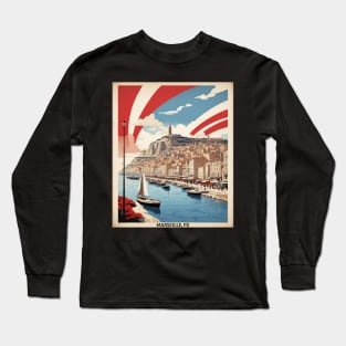 Marseille France Vintage Travel Poster Tourism Long Sleeve T-Shirt